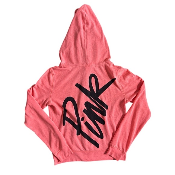PINK Victoria's Secret Jackets & Blazers - PINK Victoria’s Secret Y2K Coral Zip-Up Hoodie Small | Cozy Logo Sweatshirt